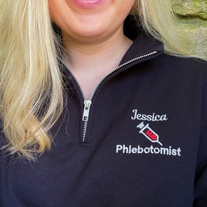 Gift For Phlebotomist | Phlebotomy Gifts | Personalized Medical Jacket | Quarter Zip Sweatshirt For Women & Men | Graduation Gift Idea