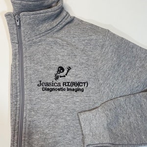 Personalized X-Ray Sweatshirt, Gift for Radiographer, Radiology Grad Gift RT, X-ray Tech Full Zip With Pockets Rad Tech Skeleton Embroidered