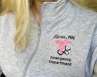 Gift For Nurse, Physician Assistant, Doctor | Personalized Medical Jacket | Full Zip Sweatshirt For Women Pockets |Graduation Gift For Nurse