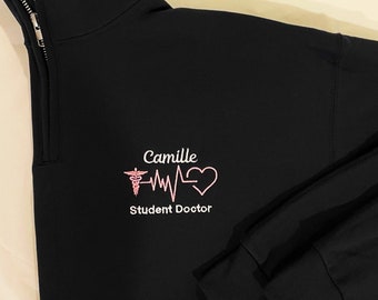 Gift For Med Student, Nursing Student, Student Doctor | Personalized Medical Jacket | Quarter Zip Sweatshirt | Graduation Gift Med School