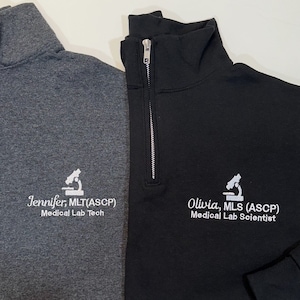 Medical Lab Scientist Quarter Zip Sweatshirt | Custom Science Medicine Jacket | Microscope Design | Research Jacket | Graduation Gift