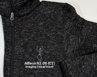 Personalized X-Ray Sweatshirt, Gift for Radiographer, Radiology Grad Gift RT, X-ray Tech Full Zip With Pockets Rad Tech Skeleton Embroidered