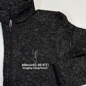 Personalized X-Ray Sweatshirt, Gift for Radiographer, Radiology Grad Gift RT, X-ray Tech Full Zip With Pockets Rad Tech Skeleton Embroidered