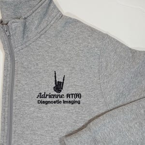 Personalized X-Ray Sweatshirt, Gift for Radiographer, Radiology Grad Gift RT, X-ray Tech Full Zip With Pockets,Rad Tech Skeleton Embroidered