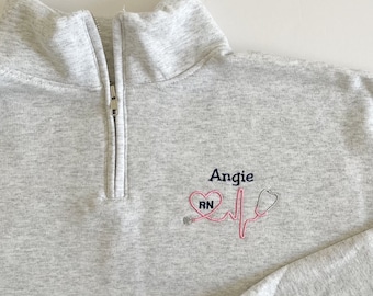 Gift For Nurse, Physician Assistant, Doctor | Personalized Medical Jacket | Quarter Zip Sweatshirt For Women | Graduation Gift For Nurse