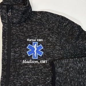 EMT EMS Custom Full Zip Sweatshirt With Pockets For Men and Women, Rescue, Paramedic Work Shirt, Emergency Response, Star Of Life Jacket