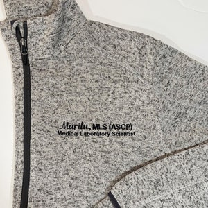 Medical Laboratory Scientist Personalized Sweatshirt for men and women. Add your name, credentials, title, department, etc.