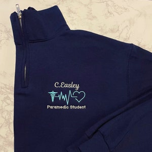 Gift For Paramedic Student, EMT, EMS, First Responder Personalized Medical Jacket | Quarter Zip Sweatshirt For Men & Women | Graduation Gift