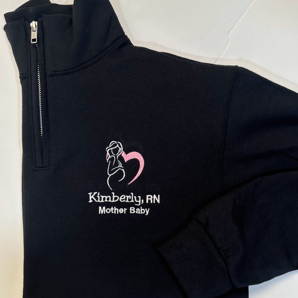 Gift For Nurse, Labor & Delivery Doctor, Mother Baby Unit Jacket | Personalized Medical Jacket | Quarter Zip Sweatshirt For Women, L And D