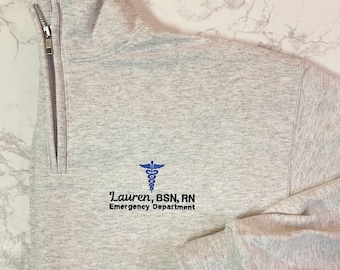 Cadeau pour infirmière, assistant médical, médecin | Veste médicale personnalisée | Cadeau de fin d'études pour femme et homme avec fermeture éclair sur un quart