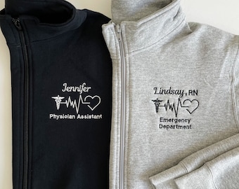 Gift For Nurse, Physician Assistant, Doctor | Personalized Medical Jacket | Full Zip Sweatshirt For Women Pockets |Graduation Gift For Nurse