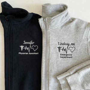 Gift For Nurse, Physician Assistant, Doctor | Personalized Medical Jacket | Full Zip Sweatshirt For Women Pockets |Graduation Gift For Nurse