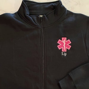 EMT EMS Custom Full Zip Collar Sweatshirt With Pockets, Rescue, Fire, Shirt Sweatshirt, Work Shirt, Emergency Response, Star Of Life