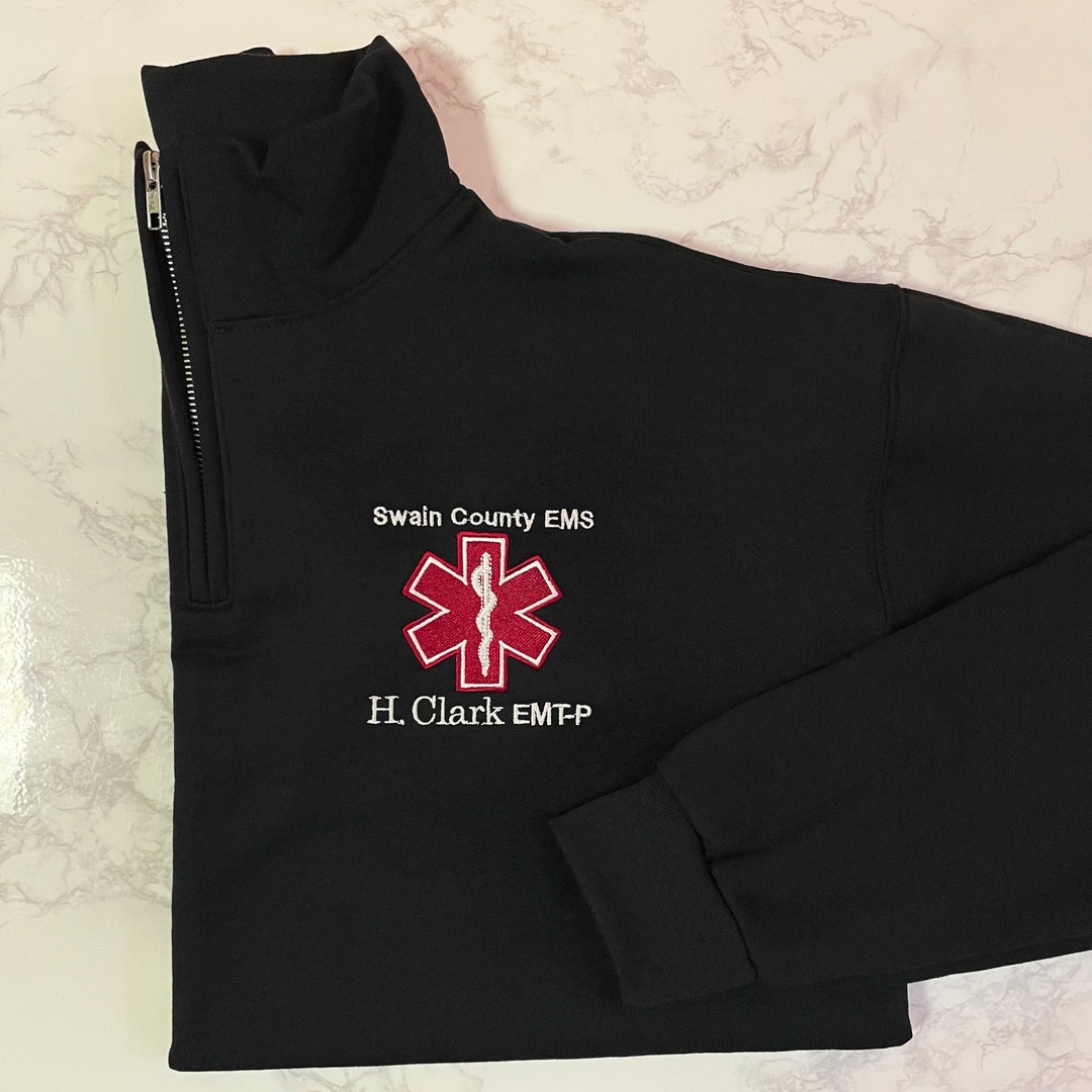 EMT EMS Custom Quarter Zip Collar Sweatshirt, Rescue, Fire, Shirt 1/4