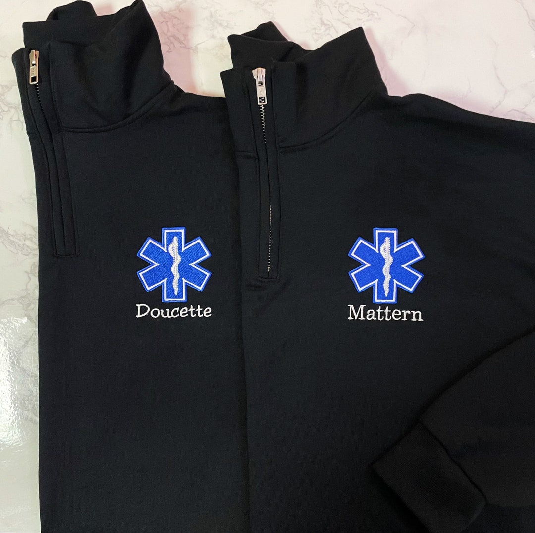 EMT EMS Custom Quarter Zip Collar Sweatshirt, Rescue, Fire, Shirt 1/4