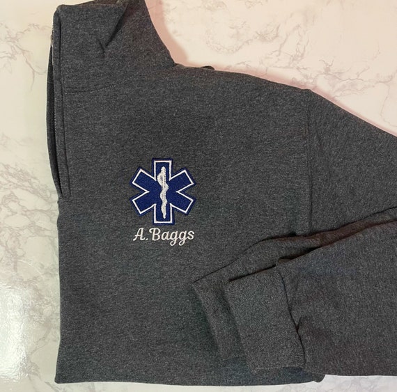 EMT EMS Custom Quarter Zip Collar Sweatshirt, Rescue, Fire, Shirt 1/4 Zip Sweatshirt, Work Shirt, Emergency Response, Star Of Life