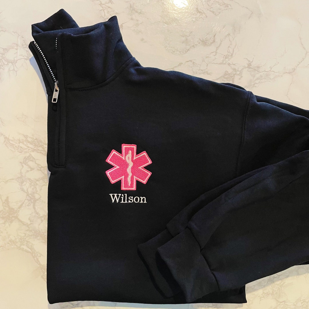 EMT EMS Custom Quarter Zip Collar Sweatshirt, Rescue, Fire, Shirt 1/4