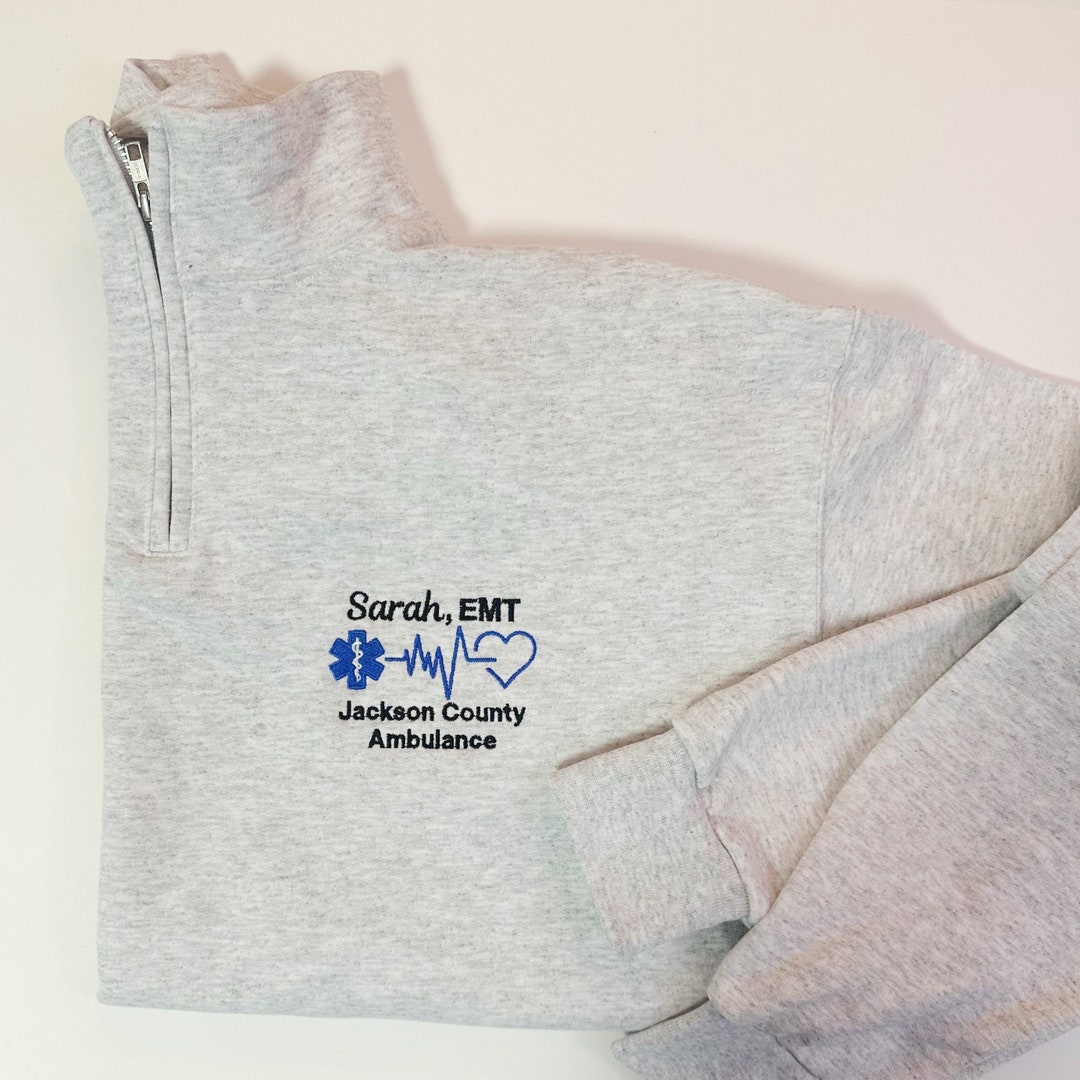 EMT EMS Custom Quarter Zip Collar Sweatshirt, Rescue, Fire, Shirt 1/4