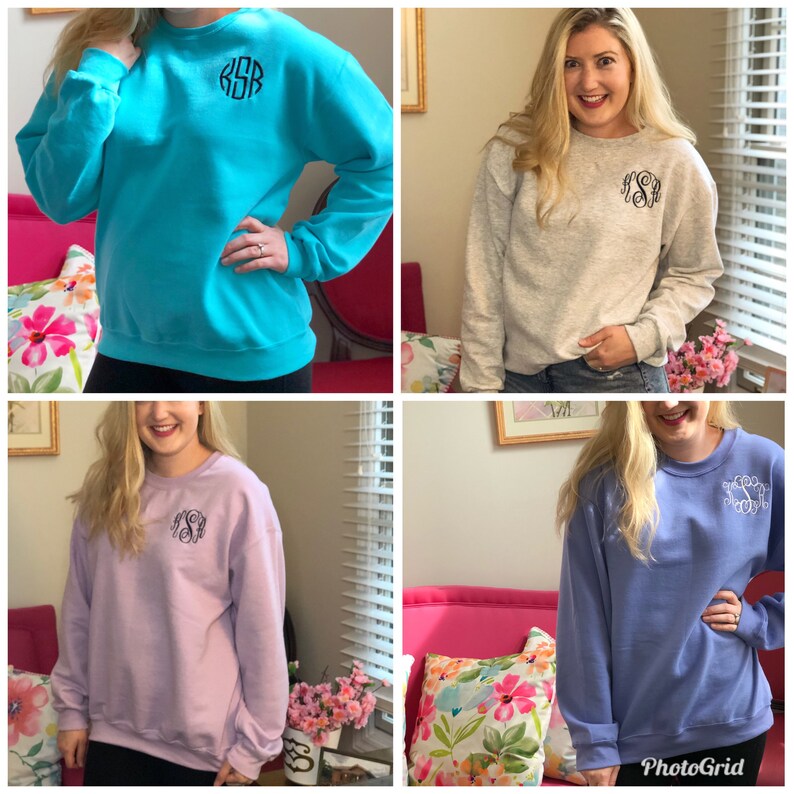 Monogram Sweatshirt for Women Monogrammed Pullover Crewneck Etsy
