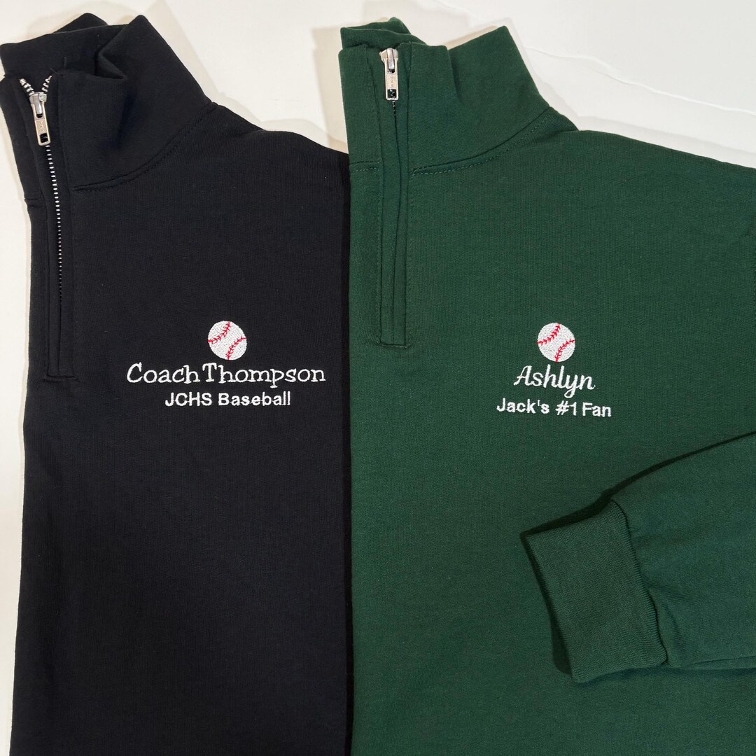 Personalized Baseball Quarter Zip Sweatshirt for Men and Women, Coach ...