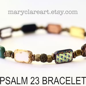 Psalm 23 Bracelet, 12x 8mm Prepare A Table Rectangular Beads, Psalm Twenty Three Bracelet, Christian Gift, Faith Inspired Jewelry