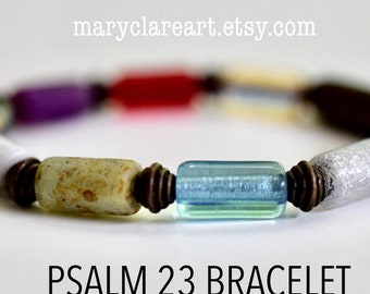 Pulsera del Salmo 23: Bondad y Misericordia, Cuentas de Tubo, Pulsera del Salmo Veintitrés, Pulsera Cristiana, Joyería Inspirada en la Fe