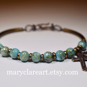 Full Of Grace Rosary Bracelet, River Shell Glass Beaded Rosary Bracelet, Women&#39;s Rosary, Catholic Rosary