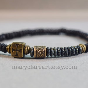 Mens Rosary Bracelet, Black Picasso Beads, Be Strong In The Lord Rosary Bracelet, Boys Rosary Bracelet, Unisex Rosary Bracelet