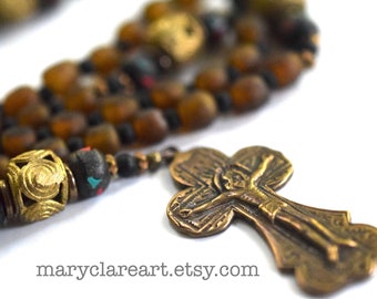 Two Sparrows Handcrafted Rosary, Catholic Rosary, African Rosary, Five Decade Rosary, Hand Crafted Rosary, Vintage Style Rosary