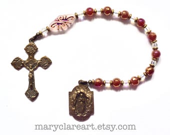 Our Lady Of Lourdes Rosary, One Decade Rosary, Catholic Rosary, Tenner, Chaplet, Pocket Rosary