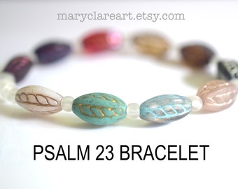 Psalm 23 Bracelet, He Leads Me, Twisted Oval Beaded Bracelet, The Lord Is My Shepherd Bracelet, Psalm Twenty Three Bracelet