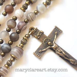 Refuge And Strength Handcrafted Rosary, Catholic Rosary, Hand Strung Rosary, Five Decade Rosary, Hand Crafted Rosary, Vintage Style Rosary