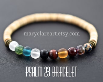 Pulsera del Salmo 23 de 6 mm, Mi Pastor, Banda color canela, Pulsera del Salmo Veintitrés, Pulsera de cuentas, Pulsera cristiana, Pulsera estilo bohemio
