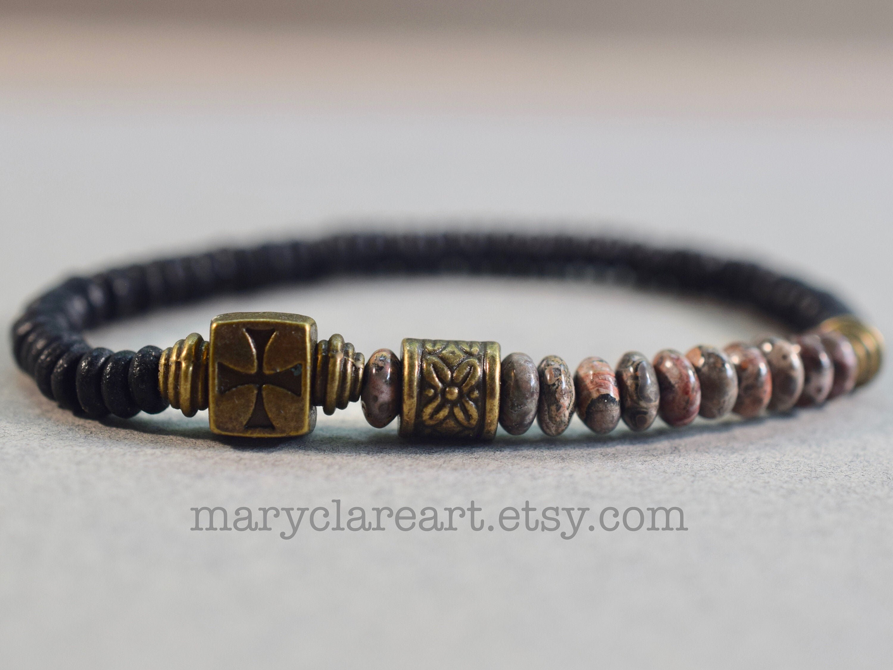 Mens Rosary Bracelet, Be Strong In The Lord Rosary Bracelet, Boys