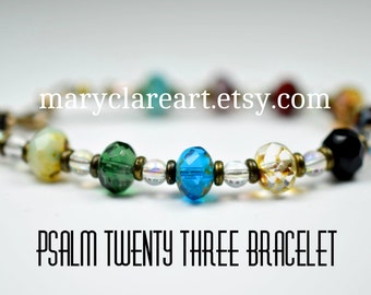 Psalm 23 Bracelet, You Are With Me,  Crystal Faceted Rondelle Bracelet, The Lord Is My Shepherd Bracelet, Psalm Twenty Three Bracelet