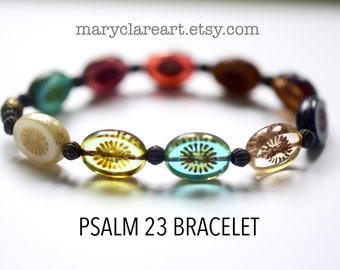 Psalm 23 Bracelet Dwell In The House, Kiwi Beads, Psalm Twenty Three Bracelet, Christian Bracelet, Faith Inspired Jewelry