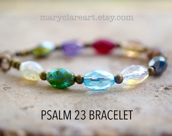 Psalm 23 Bracelet, He Leads Me, Faceted Oval Bracelet, The Lord Is My Shepherd Bracelet, Psalm Twenty Three Bracelet