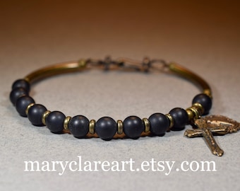 Full Of Grace Rosary Bracelet, Black Onyx Rosary Bracelet, Women&#39;s Rosary Bracelet, Catholic Rosary
