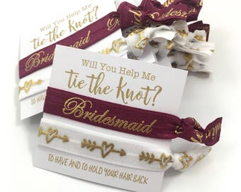Bridesmaid Gift // MOH Gift // Flower Girl - Bridesmaid Card - Will You Be My Bridesmaid - Thank You For Helping Me Tie The Knot, Hair Ties