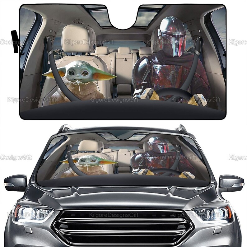 Star Wars Car Auto Sun Shade Cute Baby Yoda Car Sunshade Etsy Australia