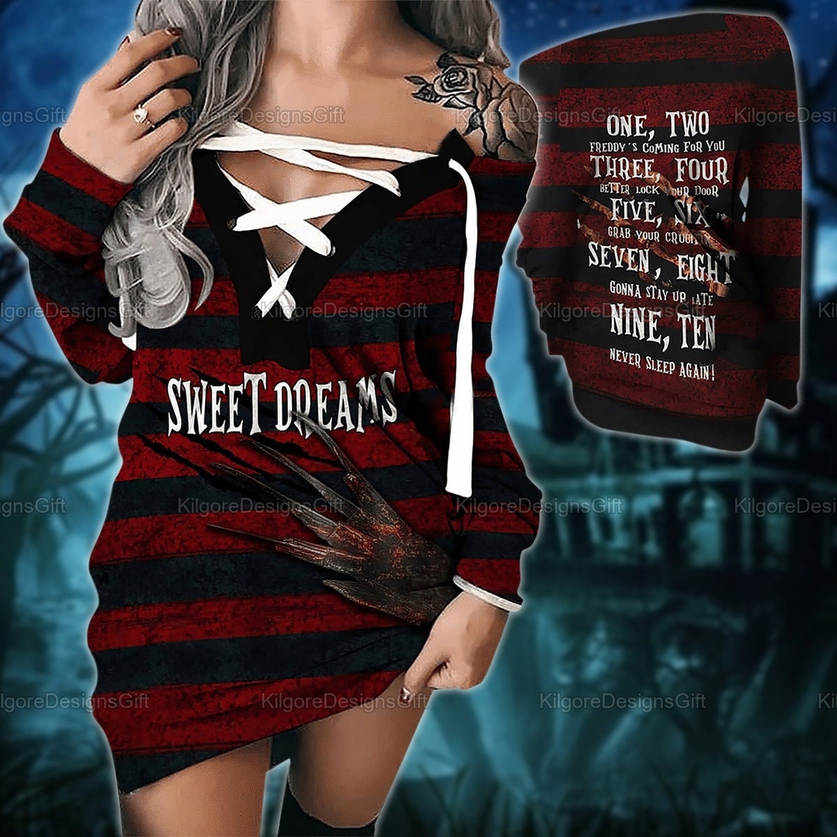 Freddy Krueger Cross Sweater Dress, Freddy Krueger Sweater Dress