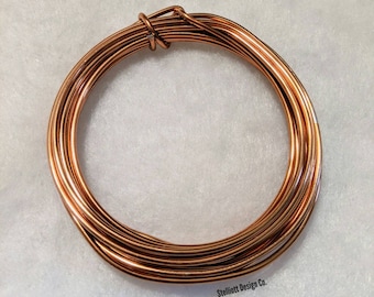 May include: A coil of copper wire, approximately 18 gauge, in a copper color. The wire is coiled in a circle and is ready to be used for crafting projects.