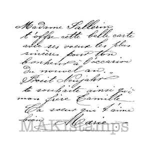Großer Stempel Französische Handschrift / Unmontiertes Stempelgummi (150308)