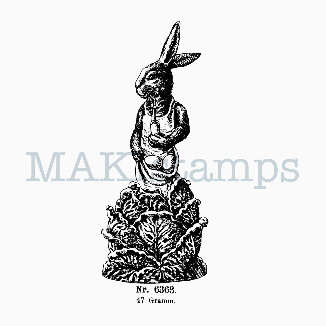Vintage Rubber Art Rabbit Stamp / Easter Bunny With Eggs / Unmounted ...