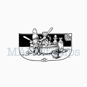 Carimbo de borracha para amantes de salada * série de gnomos de cozinha - opção de carimbo de borracha ou adesivo sem montagem (230414)