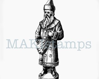 Christmas rubber stamp Santa Claus with coat  -  unmounted rubber stamp or cling stamp option (190611)