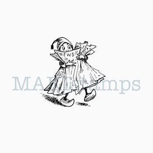 ニュース用ゴム印ブラウニー（紙付き） - 未マウントゴム印または粘着スタンプオプション（240116）