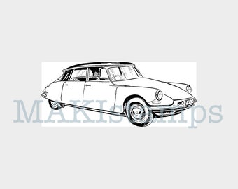 French car rubber stamp / vintage car - unmounted or cling stamp (180505)