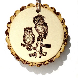 Rubber stamp with two owls on fence / Unmounted rubber stamp (130905)