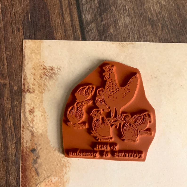 Antique Toy Rubber Stamp Hen and Chickens - Unmounted Rubber Stamp or ...